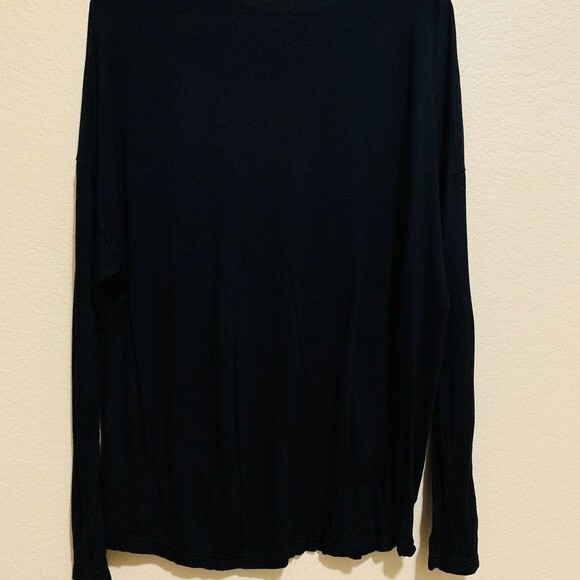 Zara black top women pullover long sleeve "HEART" tee size M - Picture 4 of 4